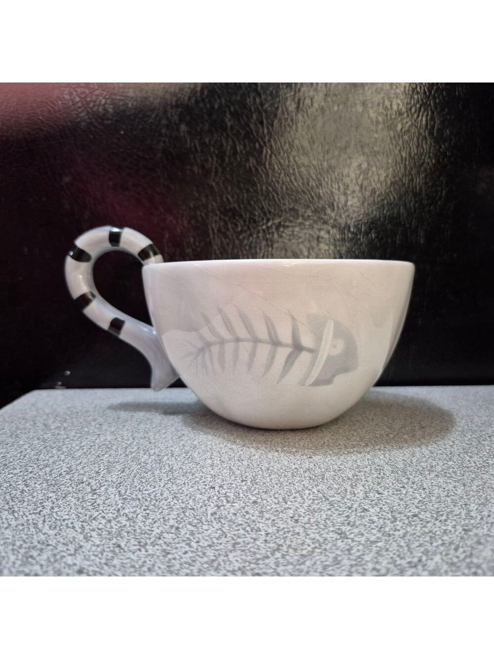 Pier 1 White and Black Cat Themed Mug, One Size